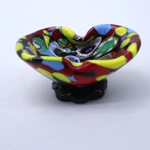 Vintage Murano Millefiori Black Art Glass Dish Bowl - Picture 1 of 10