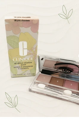 Clinique All About Shadow Quad 06 розовый шоколад 0,16 унц / 4,8 г полный размер НОВЫЙ - Изображение 1 из 2