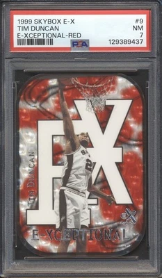 SkyBox E-X 1999 baloncesto E-ROJO EXCEPCIONAL Tim Duncan #9 PSA 7 SPURS CASI NUEVO HOF Foto 1 de 2