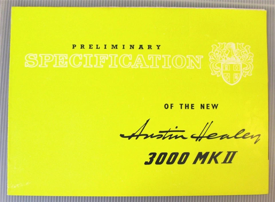 AUSTIN HEALEY 3000 Mk II Car Sales Brochure c1961 #2034 - Image 1 of 4