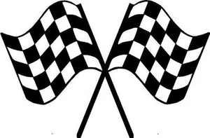 CHECKERED FLAGS TRAILER Decal Crossed flag Race Car Decals sticker 23"X36" - Picture 1 of 3