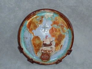 Philips radio publicity advertising ashtray art deco ceramic globe plaque 1940s - Picture 1 of 12