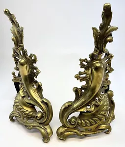 Juego de 2 chimeneas de latón vintage de latón New York Sheffield Andirons 8L - Imagen 1 de 12