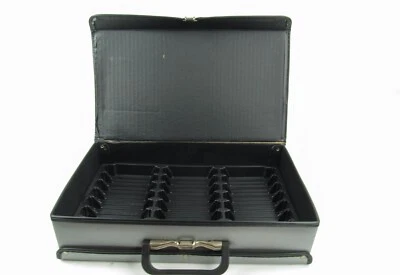 Maletín de transporte de almacenamiento con soporte para cinta de casete vintage de cuero sintético gris Foto 1 de 4