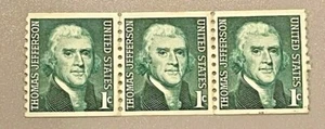Scott#: 1299 - Thomas Jefferson 1c 1968 3 coiled stamps MNH OG - Picture 1 of 1