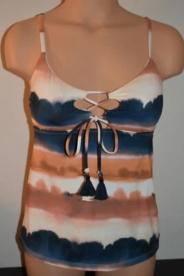 Lucky Brand Swimsuit Tankini Top Tie Front LK9P282 Sz S - Image 1 of 4