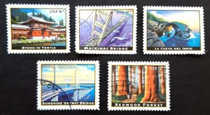 🔥5 US PRIORITY MAIL High Value Stamps ~ AMERICAN LANDMARKS ~ Used, Off Paper XF - Picture 1 of 5