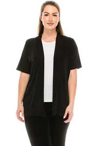 JOSTAR Poly Spandex STRETCH Knit CARDIGAN JACKET Black TRAVEL S M L XL 2X 3X - Picture 1 of 5