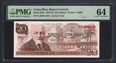 Costa Rica 20 Colones 24-12-1981 P238c Uncirculated Grade 64 - Image 1 of 2