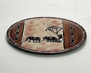 Soapstone Platter 8 3/8” African ELEPHANT Wildlife Handcrafted Stone Dish Tray - Picture 1 of 13