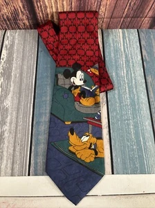 Disney Mickey Mouse & Pluto Novelty Tie Paisley Vintage Made In Italy 56” - Picture 1 of 4