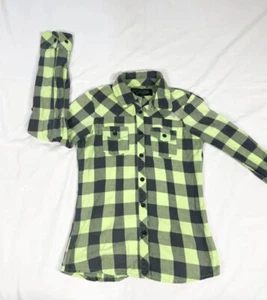 Fox Girls Green Plaid Long Sleeve Button Up Shirt Size XS - Picture 1 of 9