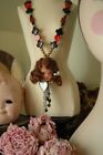 Antique Queen Heart Soul Mirror Storybook Doll Head Kitsch Necklace