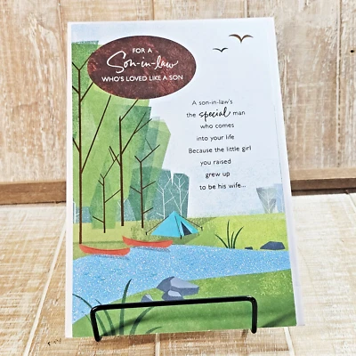 Tarjeta del día del padre American Greetings para yerno camping río brillo Foto 1 de 4