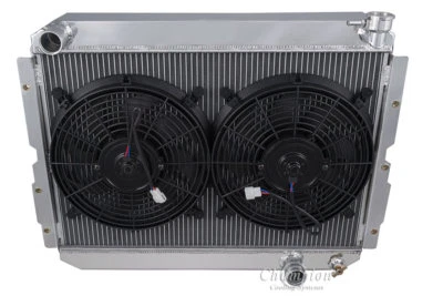 Radiador 3 filas Racing Champion, 2 ventiladores de 12" para Toyota Land Cruiser FJ65 1981-1990 Foto 1 de 4