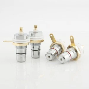 Rhodiniert Vergoldet Hi-Fi RCA Verbinder Verstärker Kabel Bindepfosten Terminal - Picture 1 of 12