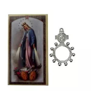 Crucifixion Rosary Ring Silver, Prayer Ring, Rosary Ring with prayer card - Picture 1 of 5
