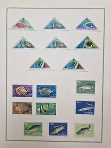 Timbres Faune Poissons Maldives/Israël/Corée 1962 - Photo 1/1