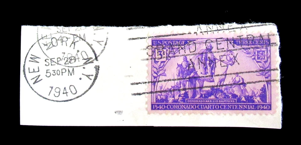 US Stamp Scott 898 Coronado Expedition 3 Cent Grand Central Annex Postmark 1940 - Image 1 of 1