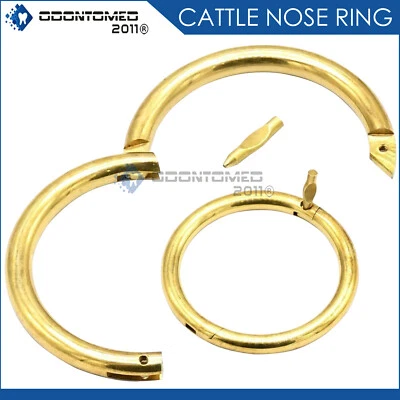 ODM Bull Nose Ring 2.5" Diameter + Screw Gold Plated Cattle Cow Veterinary Instru