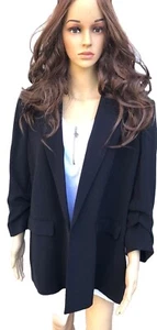 Herbst FASHION NEU Schwarz Blazer Jacke Raffung Geraffte Arme Ärmel XXL 48 50  - Bild 1 von 7