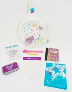 American Girl School White Doodle Backpack Set w/ Notebook, Letter stickers - Picture 1 of 5