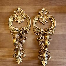 Vtg Pair of Dart 1977 Hollywood Regency style wall candle holders.