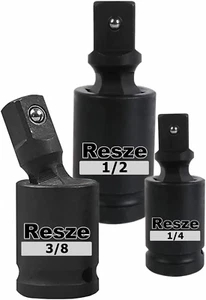 Universal Joint Swivel Socket Adapter Set, 1/4", 3/8", 1/2" Impact Grade - Picture 1 of 12