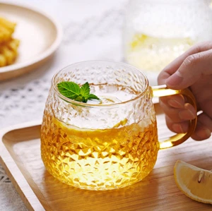 Vasos de té de vidrio de 420 ml Golden Rim taza de café con mango bebida espresso - Imagen 1 de 6