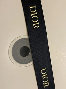 Christian DIOR Holiday Blue Ribbon w/Gold Lettering I00% AUTHENTIC SOLD BY YARD - Picture 1 of 5