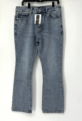 Boohoo man NwT slim rigid flare jeans men’s Size 32 Medium Wash Button Fly - Image 1 of 4
