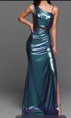 NUEVO Mujeres Talla 10 Un Hombro Noche Baile de graduación Vestido Ajustado Largo Vestido de Baile Foto 1 de 4