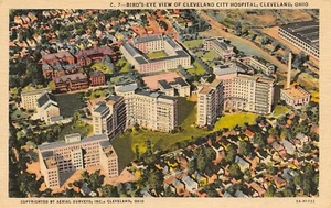 Cleveland City Hospital Bird's Eye View Cleveland , OH Vtg 1930's Postcard - Picture 1 of 2