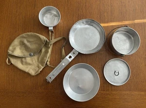 Vintage Boy Scouts of America 6 Piece Mess Kit Cooking Camping Set Canvas Bag - Picture 1 of 18