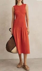 Reiss Red Annabel Midi Dress, size 14 BNWT - Picture 1 of 8
