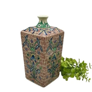 Antique Japanese Arita Porcelain Yazaemon Tokkuri Vase Jar Square Bottle Signed - Picture 1 of 12