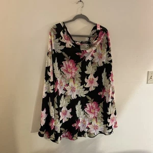 Jones New York High Quality 100% SILK maxi Skirt 16 Lily Floral Bohemian Black - Picture 1 of 13