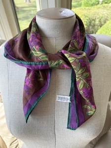 Vintage Vera Neumann Floral Scarf Japan Purple Red 26" - Picture 1 of 15
