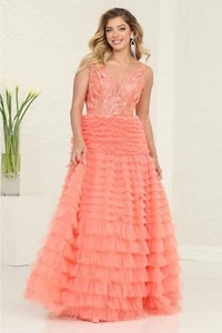 Womens Dresses For Formal Prom Evening Long V-Neck Sleeveless A-Line Plus Size - Picture 1 of 24