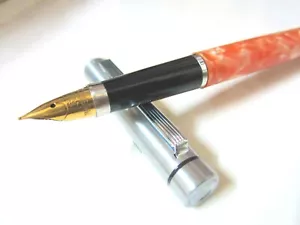 Vintage Lovely Coral marbled coloured body Classic Conical Nib Fountain Pen - Picture 1 of 6