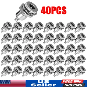 40Pc DC Power Supply Jack Plug Socket Female Panel Mount Connector 5.5mm x 2.1mm - Picture 1 of 13