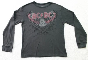 AC/DC Guitar Logo Long Sleeve Waffle Knit T-Shirt Black LARGE - Picture 1 of 5