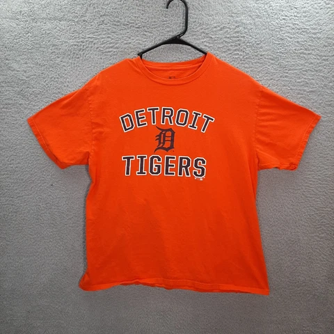 Detroit Tigers Shirt Adult Large Orange Fanatics Shorts Sleeve MLB Baseball Tee Cover
