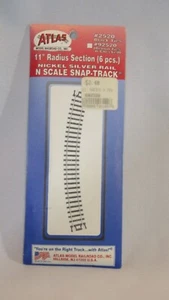 Atlas # 2520 11" Radius Section (6 pcs) N Scale Snap Track NEW & UNOPENED - NOS - Picture 1 of 6