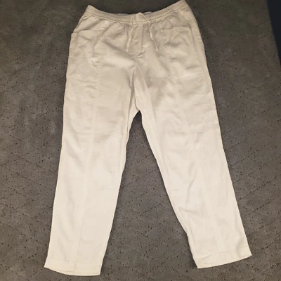 Old Navy Pants Womens L White Crop Linen Blend Pull On Beach Coastal Lagenlook - Image 1 of 4