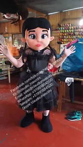 Mercoledì Addams Halloween Mascotte Costume Abiti Cartoni Animati Festa Vestito Personaggio 1 - Foto 1 di 3