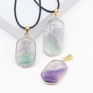 Heilung Chakra Kristall Regenbogen Fluorit Anhänger Halskette für Frauen Männer 18 Zoll Kordel - Bild 1 von 31