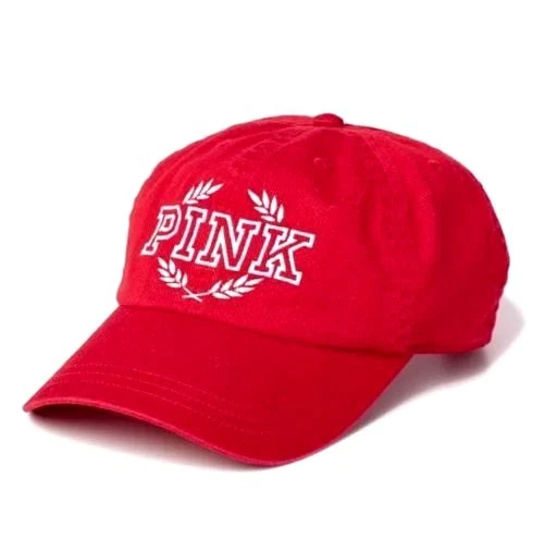 Victoria's Secret Pink Baseball Hat RED White Campus Cap Embroidered Adjustable — 第 1/1 张图片