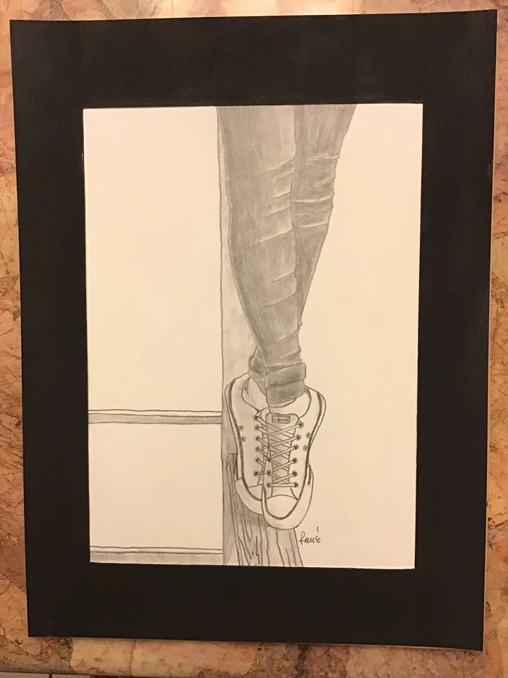 OOAK Pencil Sketch Of Pointe Position In Converse - Image 1 of 1