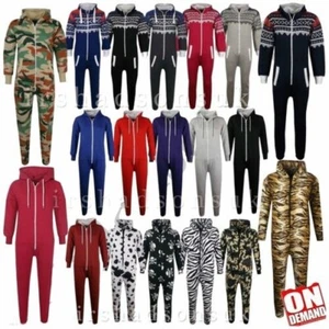 KIDS GIRLS BOYS AZTEC SNOWFLAKE PRINT ALL IN ONE SLEEPSUIT JUMPSUIT NEW STYLES - Picture 1 of 20